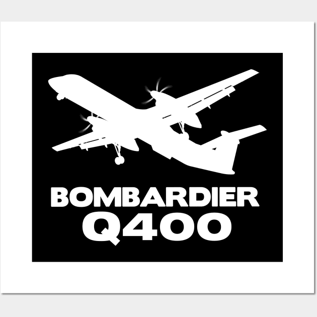 Bombardier Q400 Silhouette Print (White) Wall Art by TheArtofFlying